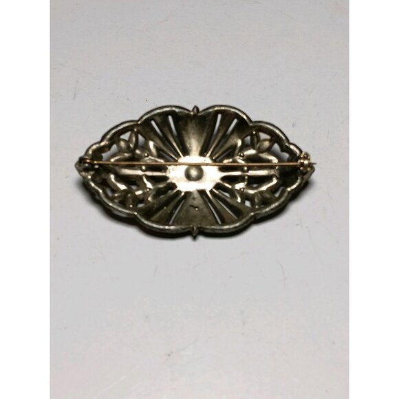 Victorian Filigree Coat Brooch Large 3" (missing some rhinestones) Vtg Art Deco - Picture 5 of 8
